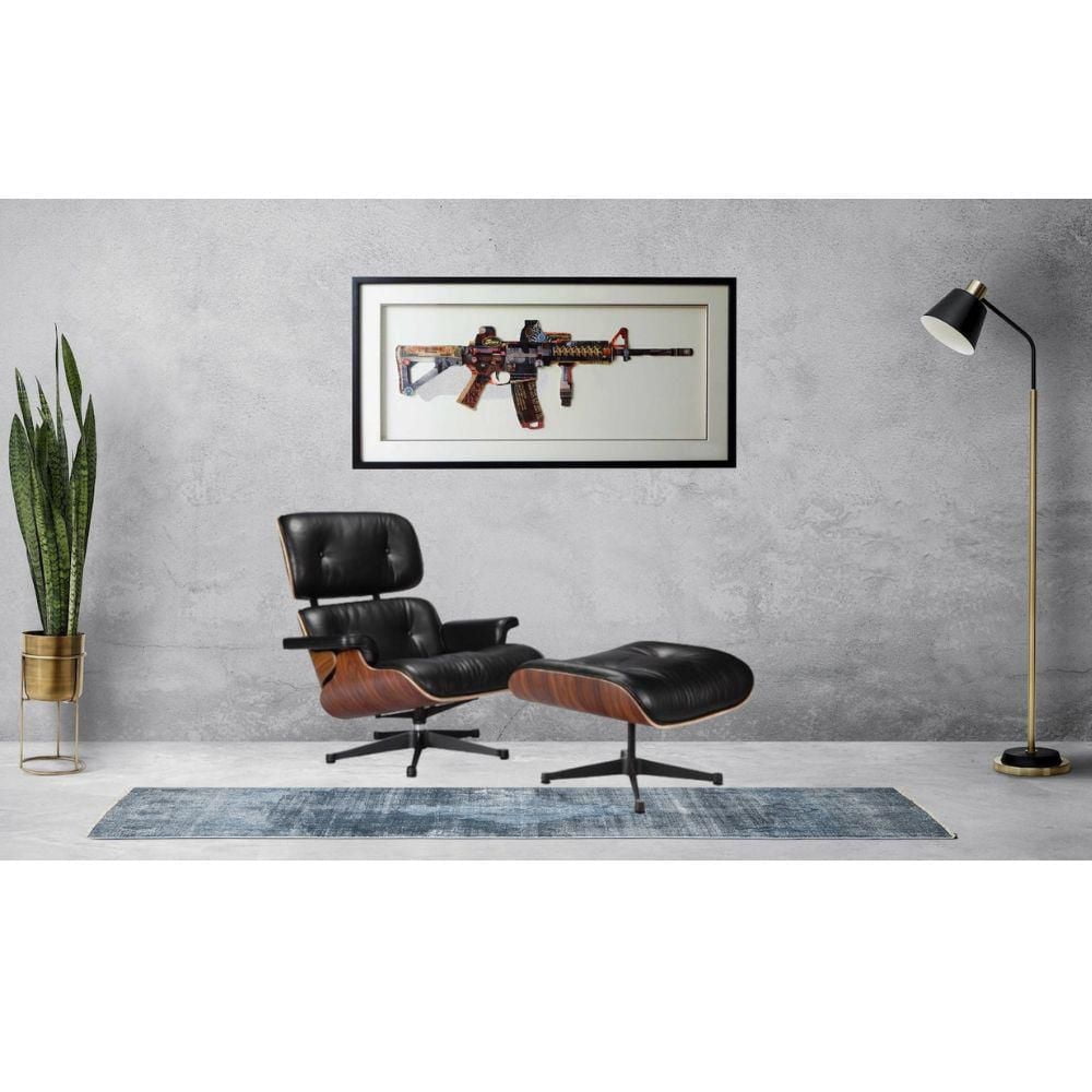 Painting, drawing ,art wall ,Gun Collage Art<br>with Black PS Frame<br>(19.5" H x 39" W x 1.18" D)