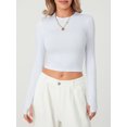 thumbnail image 4 of Faithtur T-shirt pour Femmes, Manches Longues Col Rond Ajusté Crop Top avec Trous pour les Pouces pour Usage Quotidien, 4 of 9