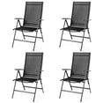 thumbnail image 1 of Costway Lot de 4 Chaises de Salle à Manger Pliantes Inclinables pour Patio, Réglables, Noires, 1 of 10