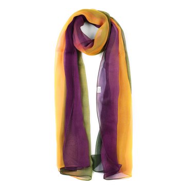 INSPIRE CHIC Foulard de Rentrée pour Femme en Mousseline Soyeuse à Dégradé de Couleurs, Légère, Longue, Châle Enveloppant Vert Jaune Violet