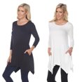 thumbnail image 1 of White Mark Haut Tunique pour Femmes, Lot de 2, Makayla Noir à Manches 3/4, 1 of 2