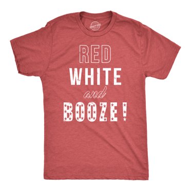 Mens Red White and Booze Funny Drinking Tees USA Hilarious Vintage Novelty T shirt (Red) - L
