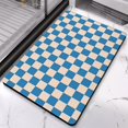 thumbnail image 2 of Super Soft, Absorbent Long Bath Mat: Checkered Non-Slip Bathroom Runner Rug. Microfiber, Easy Clean Floor Mats for Bathtub Showers, 20x32in, 2 of 5