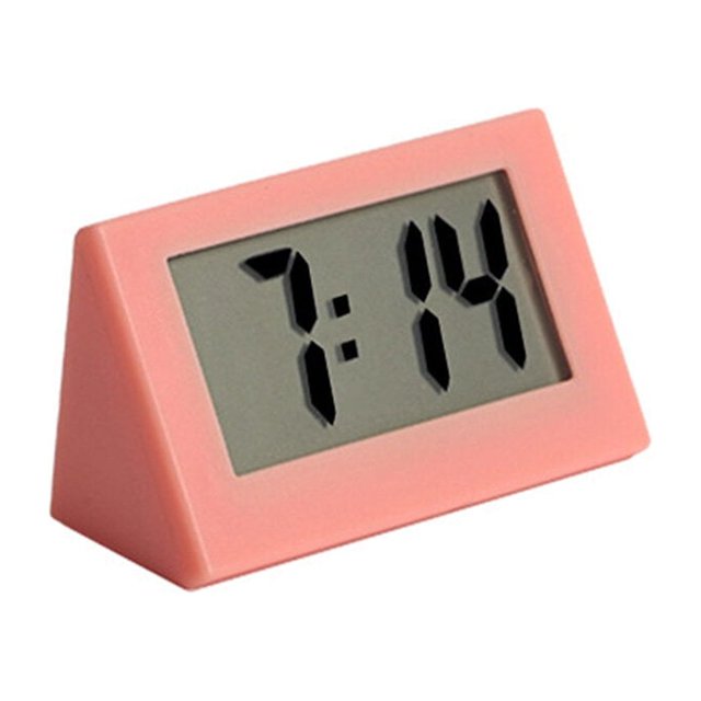 Xingzhi Mini Clock LED Screen Bedside 24H Digital Electronic Clocks Plastic Battery Operated Household Pocket Office Calendar Orange Red