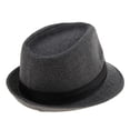 thumbnail image 3 of Chapeau Fedora Unisexe Rétro Bande de Ruban Chapeau Manhattan Gangster Melon Panama Gris, 3 of 8