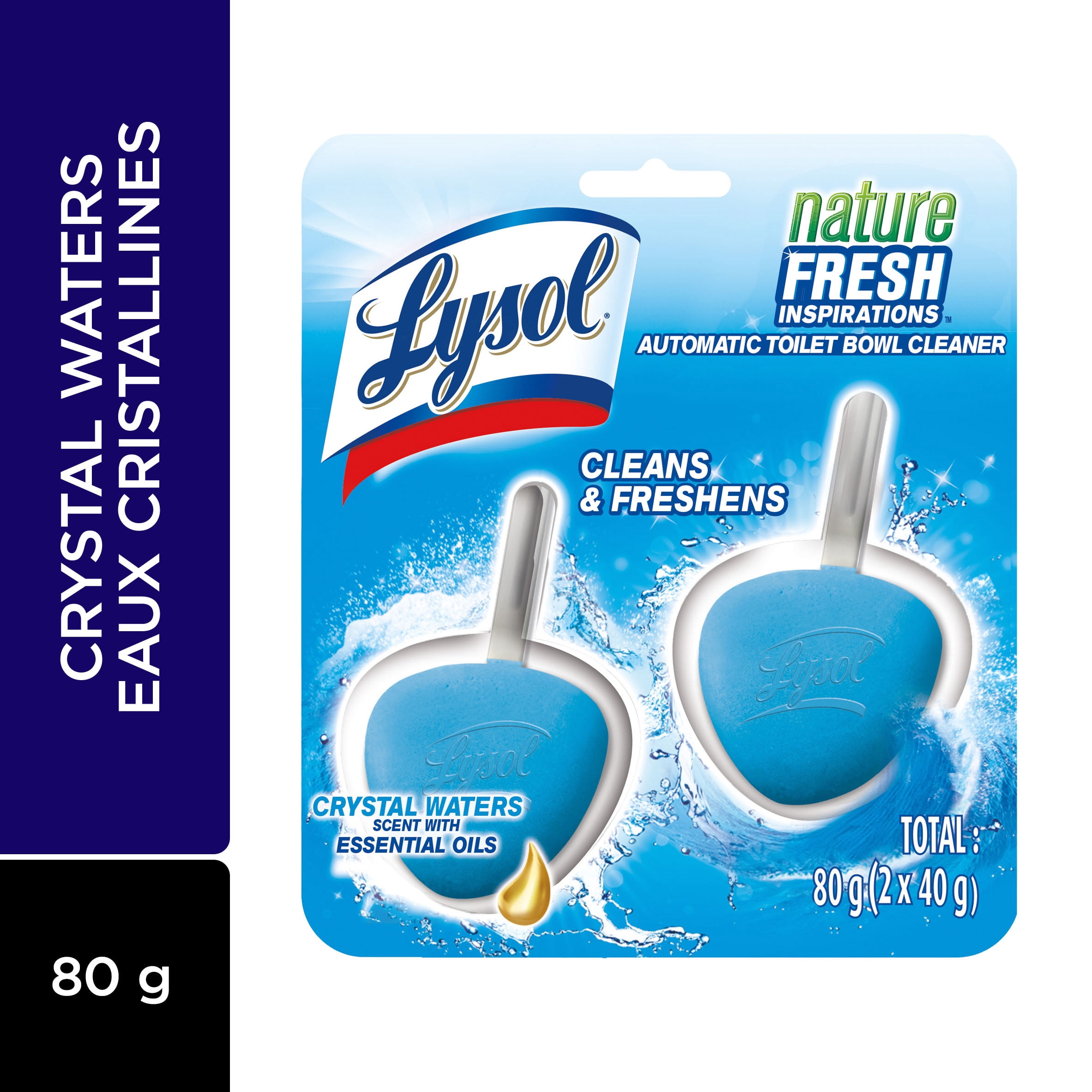 Lysol No Mess, Automatic Toilet Bowl Cleaner, Crystal Waters, 2 Count, Nature Fresh Insipirations