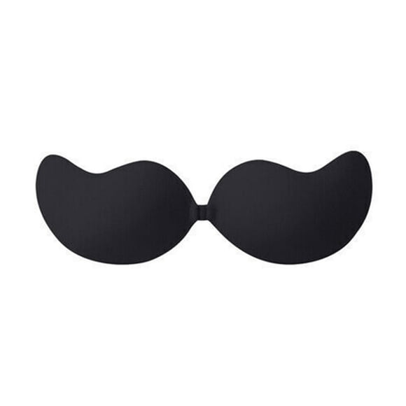 DEBGFS 2 Pack Sticky Push Up Bra Reusable Adhesive Bra Strapless Backless Silicone Bra,Black,C