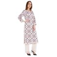 thumbnail image 2 of Moomaya Indian Rayon Kurta For Women Printed A-Line Kurti Lace Designer Ethnic Wear Shirt, 2 of 7