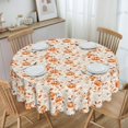 thumbnail image 2 of Round Tablecloth Fall Pumpkin Leaf Autumn 60 Inch Table Cover for Dining Polyester Cloth with Scalloped Edges Stain Resistance Kitchen Picnic Party Restaurant Decoration, 2 of 5
