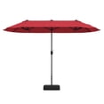 thumbnail image 1 of Gymax Parasol de Patio Double Face de 13 Pi avec Manivelle, Base de Parasol, Verrou de Sécurité, Bordeaux, 1 of 10