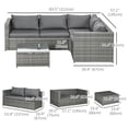 thumbnail image 3 of Outsunny 3 Pieces Garden Rattan Furniture Set with Cushions, Grey, 3 of 10