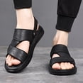 thumbnail image 2 of Slip on Sandals for Men Black Leather Trendy Slingback Work Slides Summer Shoes Beach Outdoor Slippers, 2 of 7