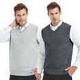 thumbnail image 2 of TOPTIE 2 Pack Window Clerk Sweater Vests For Men, Work Uniform Cotton V-Neck Sweater Vests-Charcoal Grey-L, 2 of 8