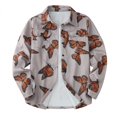 thumbnail image 3 of Men‘s Large Size Button Printing Lapel Coat Jacket Top Blouse Shirt, 3 of 6