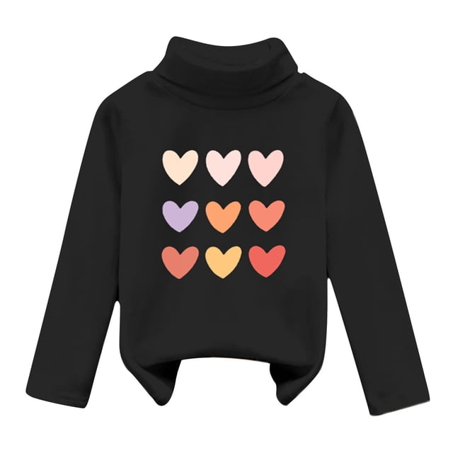 Girls Fall Tshirts High Collar Velvet Warmth Soft Unisex H Going Out Fall Tops for 5-6 Years
