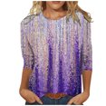 thumbnail image 1 of TIMIFIS Hauts pour Femmes Manches 3/4 Décontractés Coupe Ample Tuniques Col Rond T-shirt Automne, 1 of 4