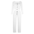 thumbnail image 4 of PVCS Ensemble Décontracté pour Femmes, Cardigan à Manches Longues Uni, Coupe Ajustée, Pantalon Boutonné, 4 of 6