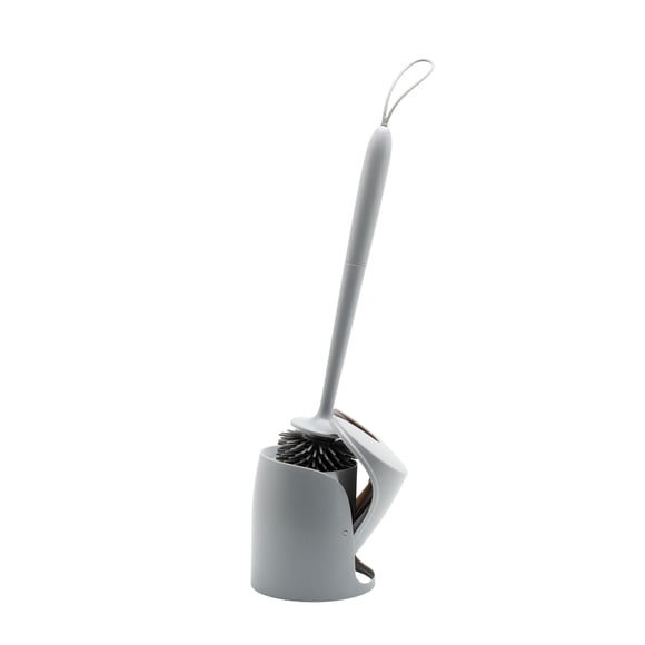 Mainstays Self-Closing Toilet Brush Holder with Cleaning Brush, Grey