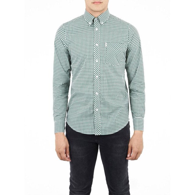 Ben Sherman - Gingham Mens Button-Up Long Sleeve Shirt