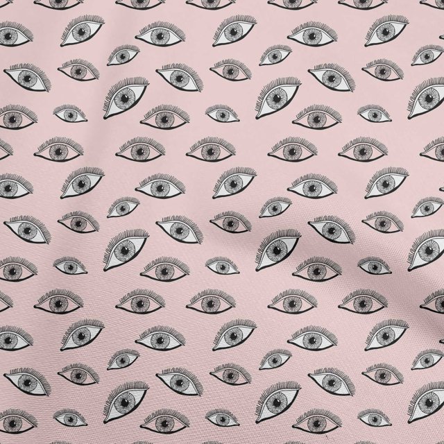 oneOone Polyester Spandex Pink Salmon Fabric Eye Print Sewing Craft Projects Fabric Prints By Yard 56 Inch Wide