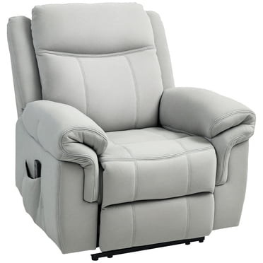 HOMCOM Manual Recliner Chair with 8 Vibration Massage, Side Pockets, Grey