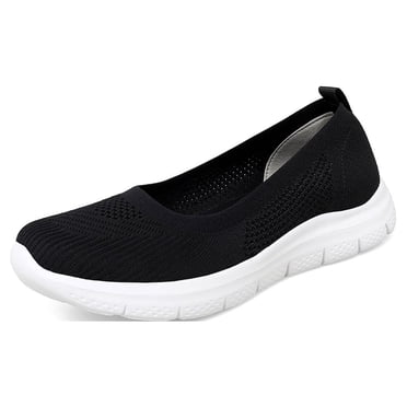 Womens Slip On Casual Flats Shoes Black 5.5