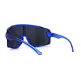 thumbnail image 2 of Mens Exposed Lens Oversize Shield Sport Plastic Sunglasses Blue, 2 of 4