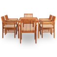 thumbnail image 2 of vidaXL 7 Piece Outdoor Dining Set with Cushions Solid Acacia Wood, 2 of 5
