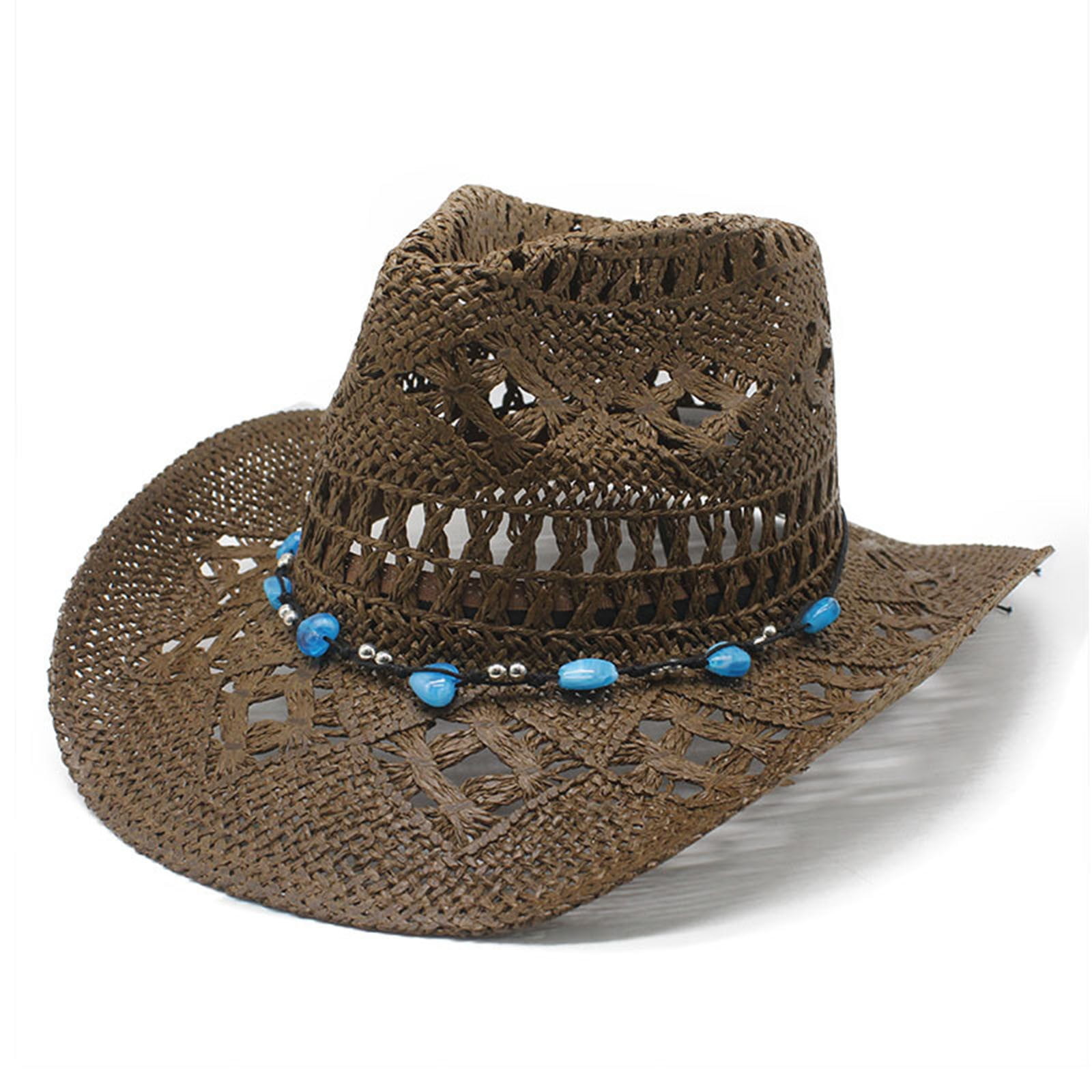 Aocisk Western Classic Shapeable Straw Cowboy Hat for Women 