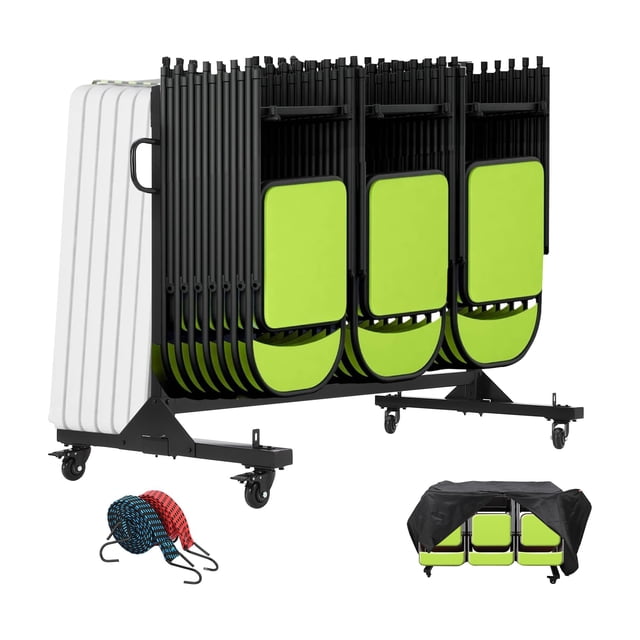 Yiwa Support pour Chaise Pliante Chariot de Chaises Pliables avec Roues et Support, Capacité de 800 Lb Comprend une Housse Résistante aux Intempéries