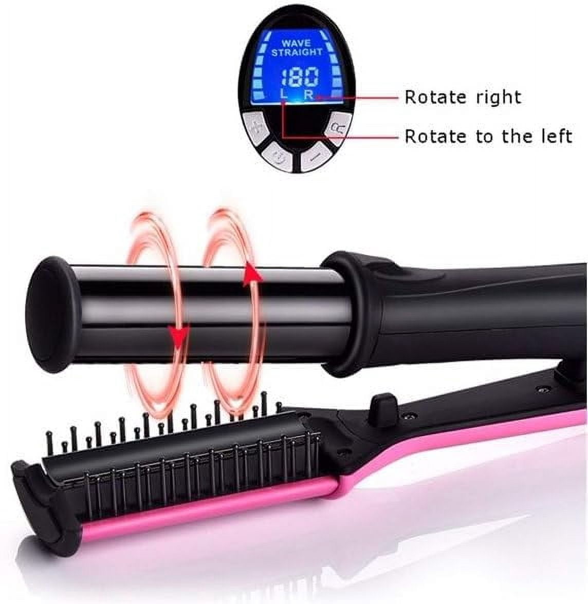 2026 Professional Hair Straightening Curling Iron, 2 in 1 Style Flat Irons, 1-Way Rotating Iron Curler No Damage, Hair Straightener Flat Irons for Short & Long Hair, Black