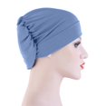 thumbnail image 3 of Women Solid Beading Hat Muslim Ruffle Cancer Chemo Hat Wrap Cap, 3 of 3