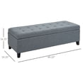thumbnail image 3 of HOMCOM Linen Fabric Wood Feet Entry Bench, Contemporary Home Decor Grey, 3 of 10