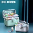 thumbnail image 4 of Wweixi Pill Case Capacity 2-layers Drawer Family Loaded Emergency First Aid Kit Organizer Multi-functional Plastic Container Home Green Medium, 4 of 6