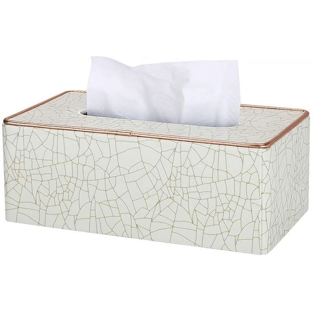 ORUYROP Leather Tissue Box Holder-Waterproof Rectangular Tissue Box Cover Vintage Napkin Paper Holder for Home,Office&Car Decor (Style2)