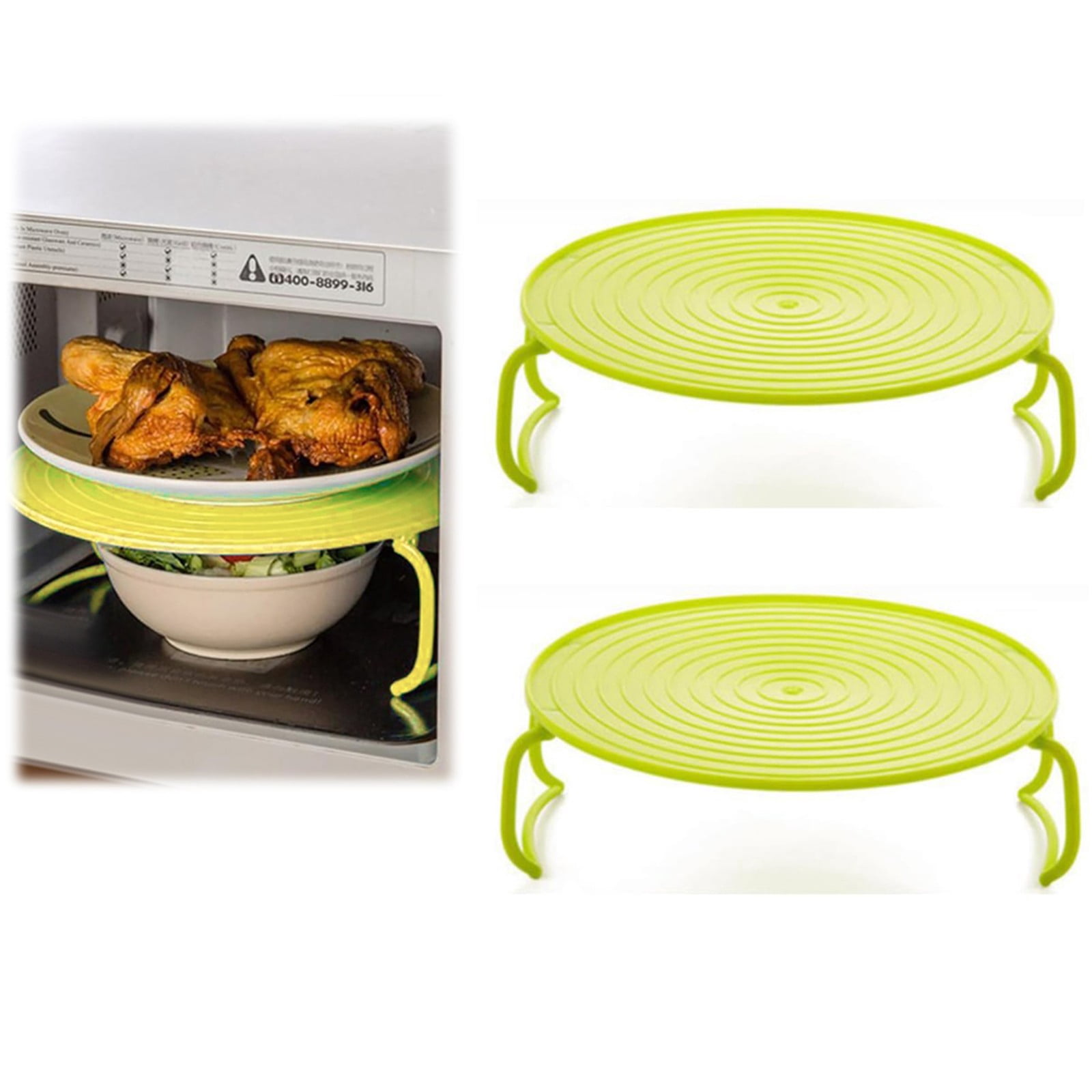 Clearance!Ymkly Shelf,2 Pack Microwave Folding Tray Microwave Stacker Cooker 2 Tier Microwave Plate Stacker Microwave Heating Layered Tray With Foldable Handles For Bowls Water Cups,Home Essentials