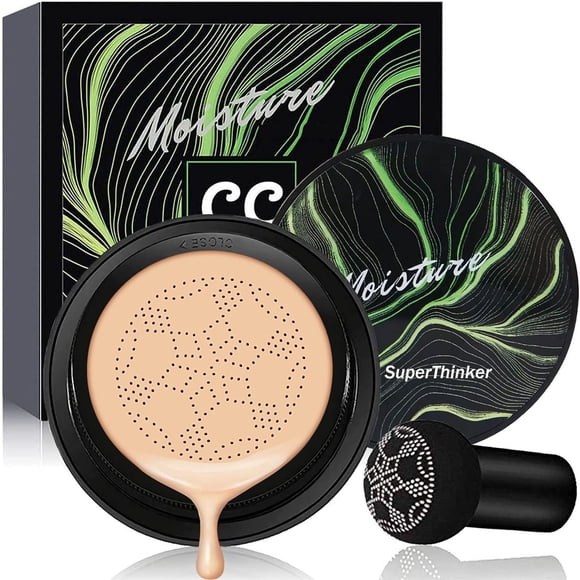 Air Cushion CC Crème Fond de Teint Tête de Champignon, Hydratant BB Cream Maquillage Longue Tenue Cache-Cernes Mat (Naturel)