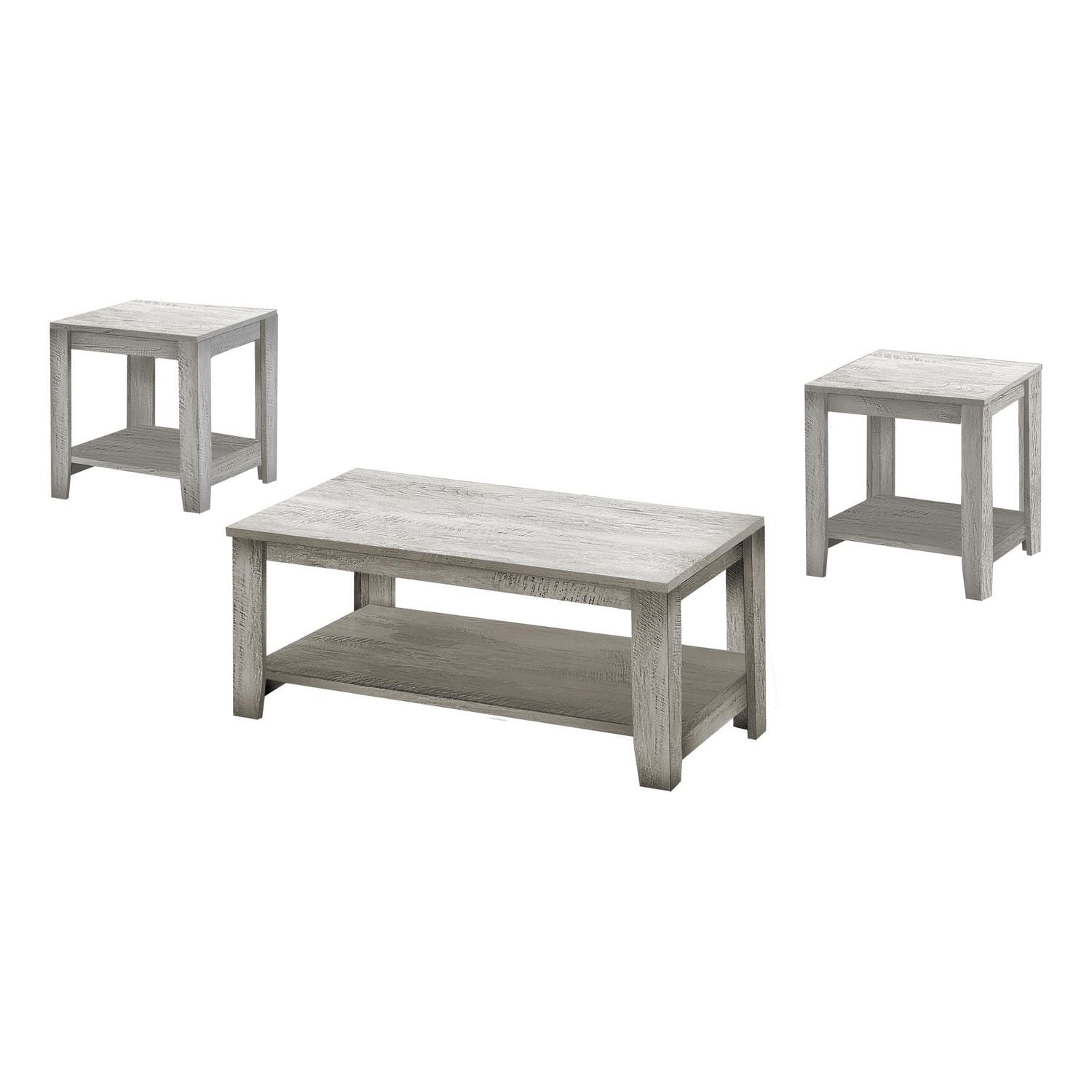Monarch Specialties Table Set, 3pcs Set, Coffee, End, Side, Accent, Living Room, Laminate, Grey, Transitional