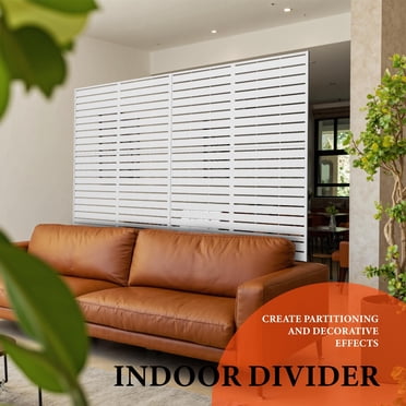 Freestanding Metal Outdoor Privacy Screen for Balcony & Patio - Decorative Garden Divider Panel, 183x120cm, Easy Installation, Weather-Resistant - Horizontal Stripes White