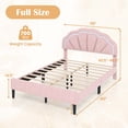 thumbnail image 3 of Costway Full Size Upholstered LED Bed Frame Soft Velvet Platform Bed with Flower Headboard, 3 of 9