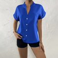 thumbnail image 2 of Birdeem Hauts pour Femmes de Couleur Unie à Boutons T-Shirts à Col en V Blouse, 2 of 9