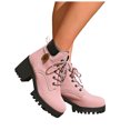 thumbnail image 1 of Platform Combat Boots for Women Trendy Leather Waterproof Non Slip Chunky High Heel Riding Ankle Booties, 1 of 6