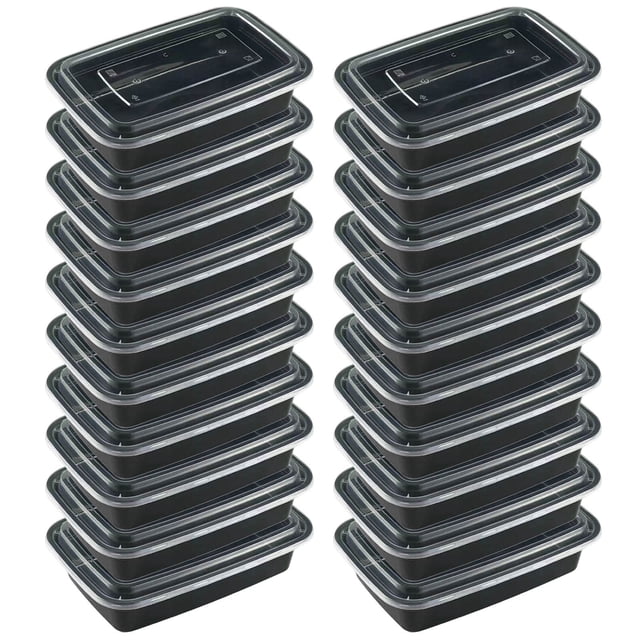 Ensemble de Contenants pour Préparation de Repas, Lot de 20 avec Couvercles, Grands et Épais, Compatibles Micro-Ondes, Réutilisables, Boîtes de Rangement pour Aliments pour Congélateur et Lave-Vaisselle