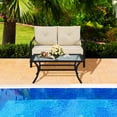 thumbnail image 4 of Gymax Ensemble de 2 Pcs pour l'Extérieur Causeuse avec Coussins Banc de Patio Sofa avec Table à Café, 4 of 10