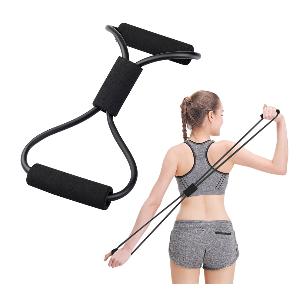 Roofei Resistance Bands Figure 8 Exercise Band Resistance Loop for Back Shoulder Neck Stretching Yoga Bands Exercise Loop for Home Workout(Black)