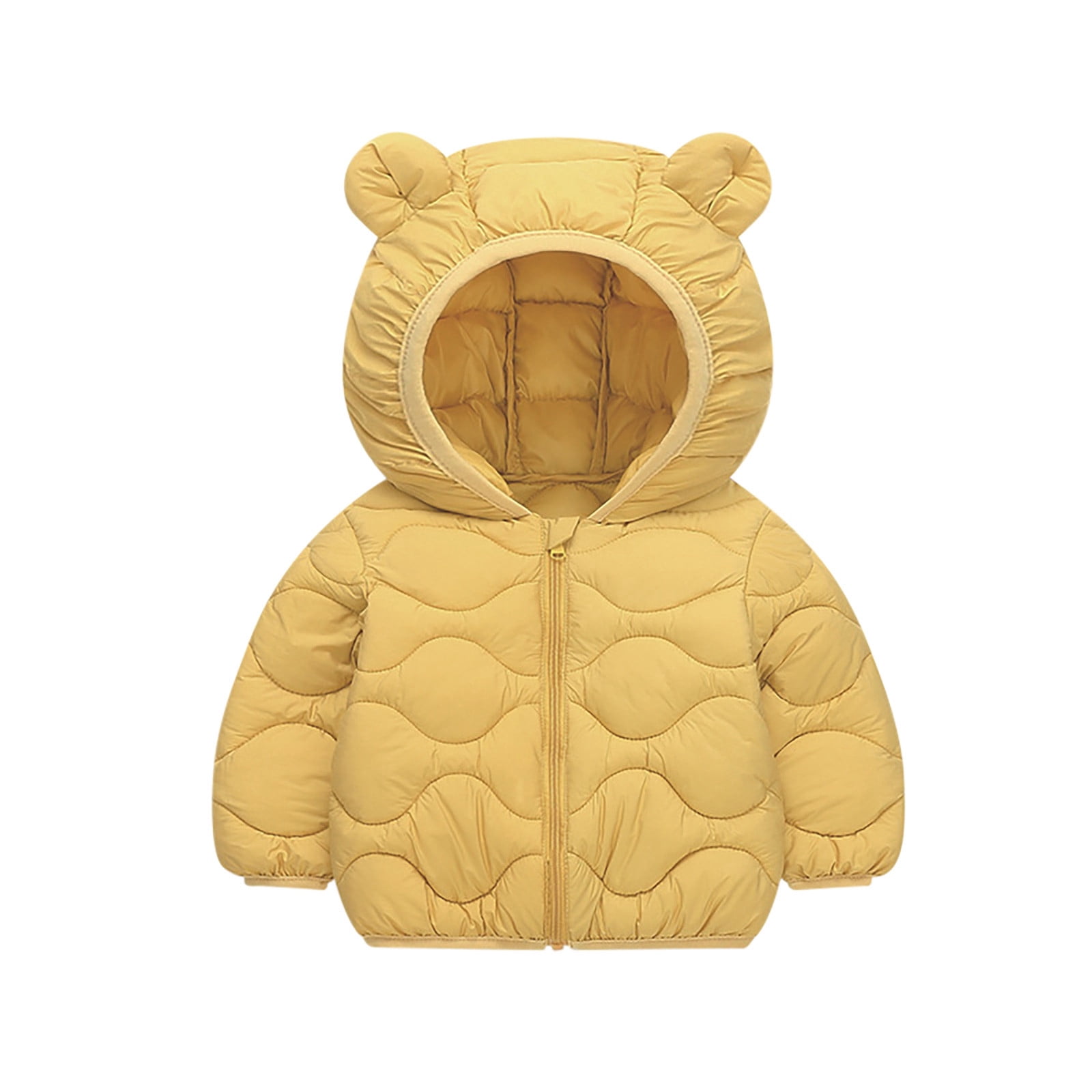 MIASHUI Winter Jackets Girls Boys Bear Ears Hooded Down Coat Thick Warm Outwear,Yellow,12-18 Months