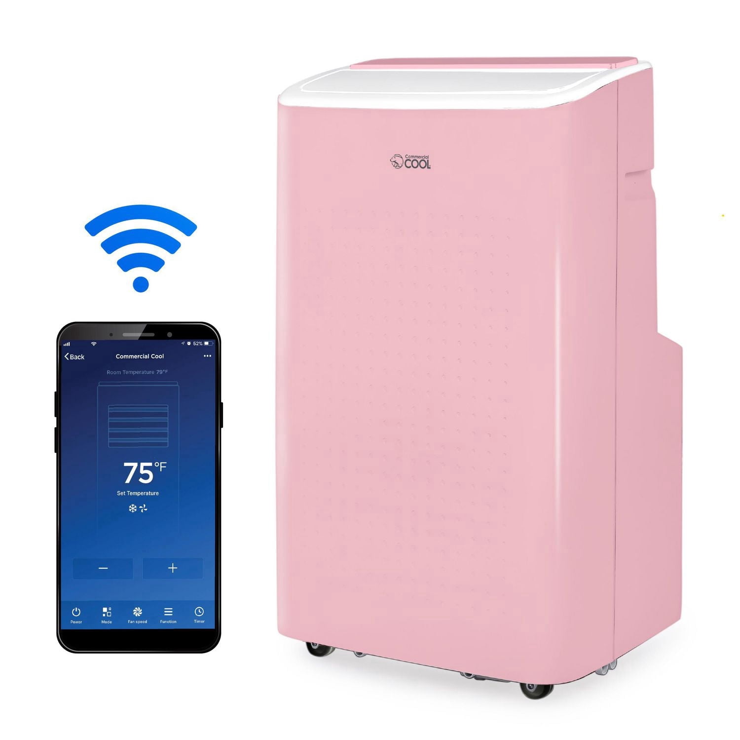 Commercial Cool Climatiseur portable intelligent ASHRAE 128, 9 000 BTU, 6 350 BTU SACC/CEC, rose