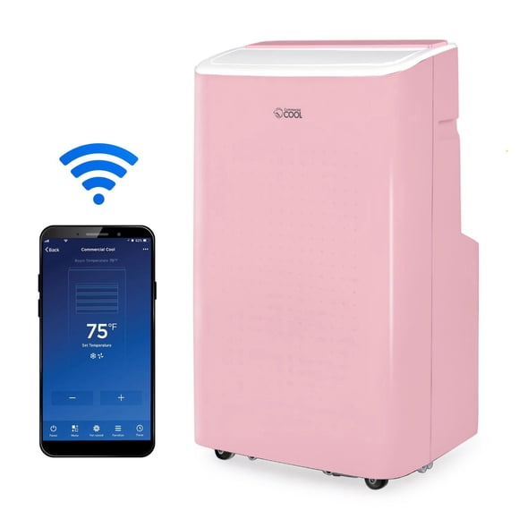 Commercial Cool 9,000 BTU ASHRAE 128 Smart Portable Air Conditioner, 6,350 BTU SACC/CEC, Pink