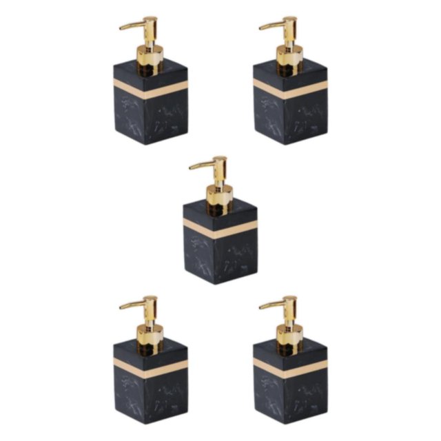 Ruiboury Resin Soap Dispenser Reusable for Tabletop Kitchen Shower Shampoo Bathroom Black 250ml 5Set