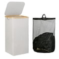thumbnail image 1 of Japceit Laundry Basket Laundry Bag Dirty Clothes Basket Household Dirty Clothes Basket Bamboos Wooden Handle with Lid Storage Basket Nordic Plain Bathroom Household Bamboos Cloth Laundry Basket, 1 of 9